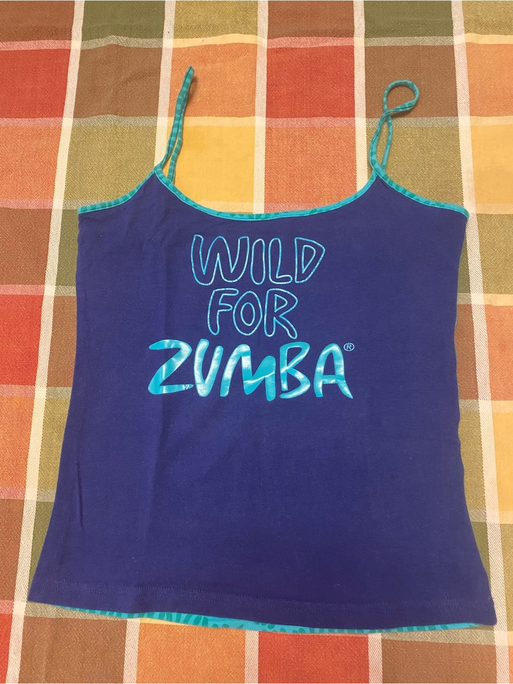 Zumba Fitness women Purple Swim Tank with Teal Trim